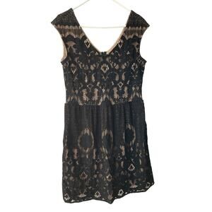 Madison Leigh Size 12 Black & Tan Lace Dress